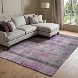 10' X 14' Purple And Gray Geometric Shag Washable Area Rug With UV Protection - HomeRoots - Flyclothing LLC