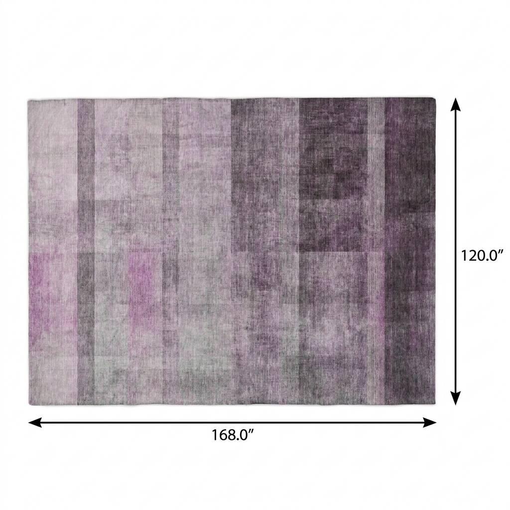10' X 14' Purple And Gray Geometric Shag Washable Area Rug With UV Protection - HomeRoots - Flyclothing LLC