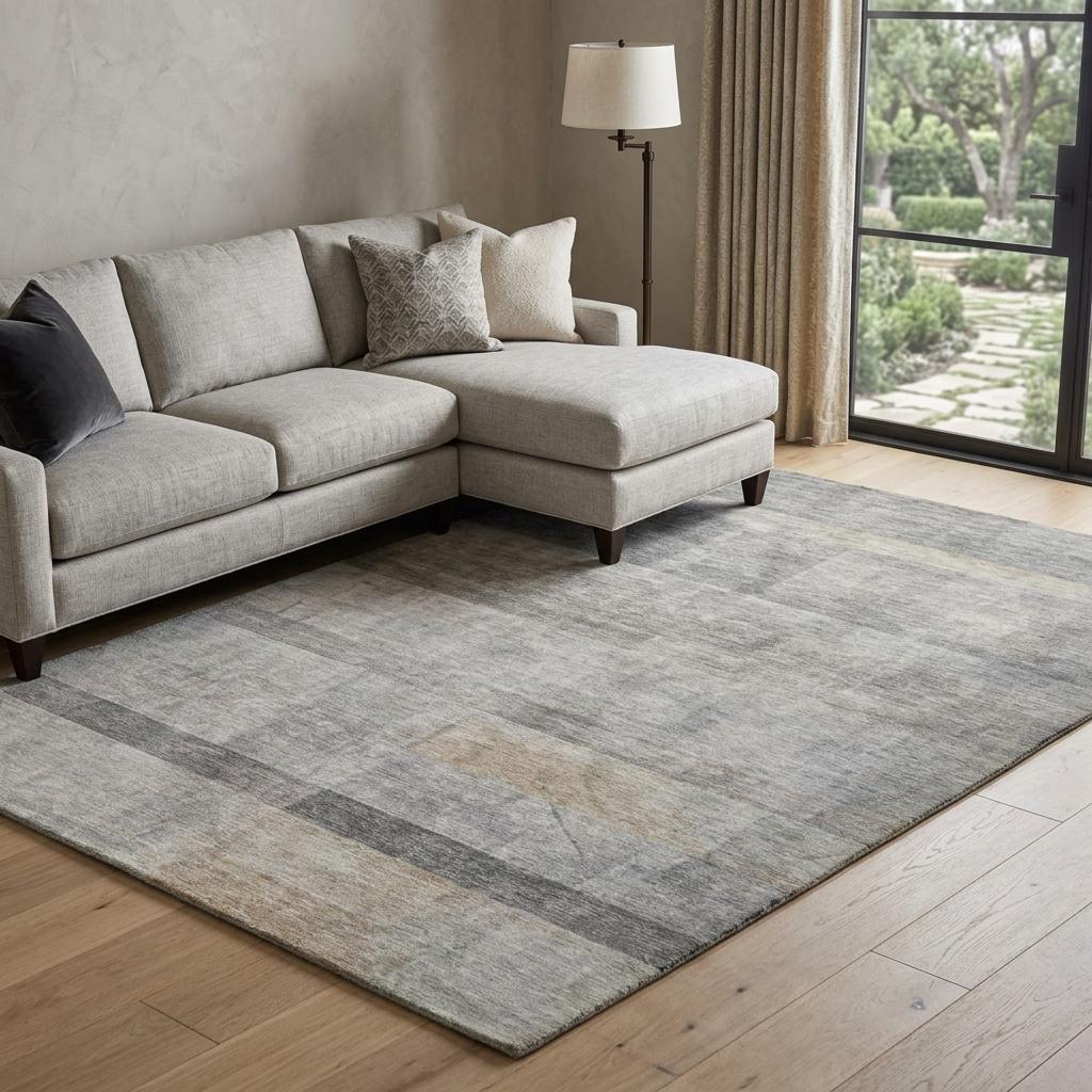 9' X 12' Taupe And Gray Geometric Shag Washable Area Rug With UV Protection - HomeRoots - Flyclothing LLC