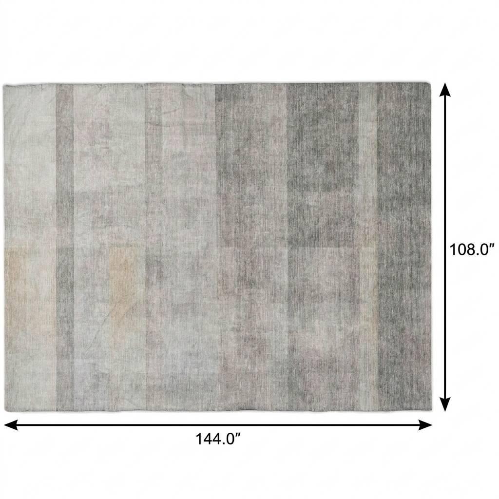 9' X 12' Taupe And Gray Geometric Shag Washable Area Rug With UV Protection - HomeRoots - Flyclothing LLC