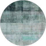 8' Teal And Gray Geometric Shag Washable Round Rug With UV Protection - HomeRoots - Flyclothing LLC