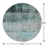 8' Teal And Gray Geometric Shag Washable Round Rug With UV Protection - HomeRoots - Flyclothing LLC