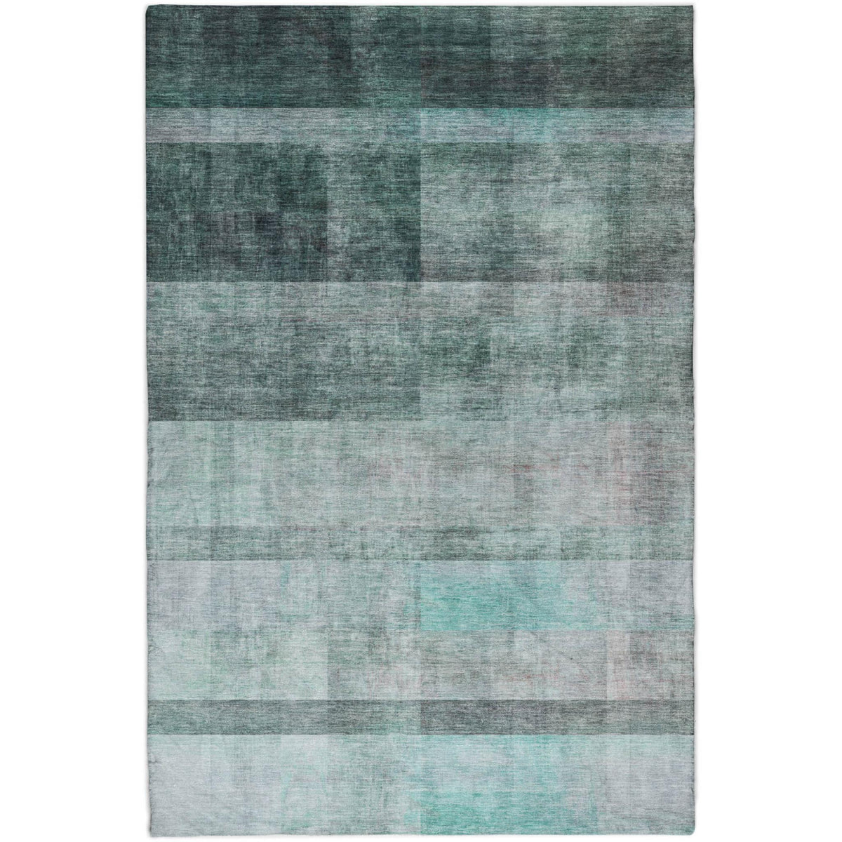 8' X 10' Teal And Gray Geometric Shag Washable Area Rug With UV Protection - HomeRoots - Flyclothing LLC