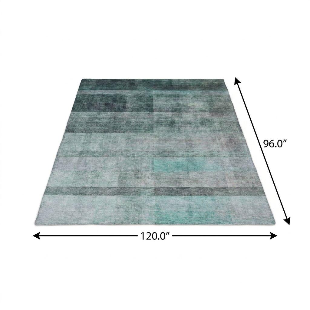 8' X 10' Teal And Gray Geometric Shag Washable Area Rug With UV Protection - HomeRoots - Flyclothing LLC