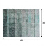 9' X 12' Teal And Gray Geometric Shag Washable Area Rug With UV Protection - HomeRoots - Flyclothing LLC