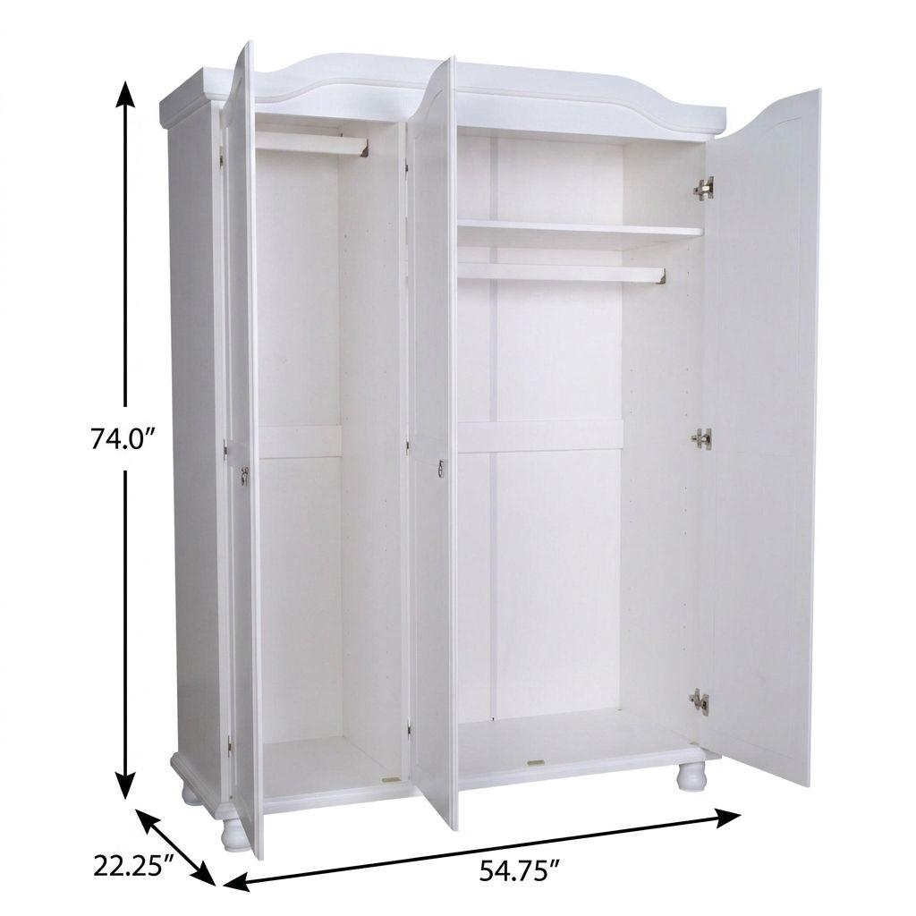 74" White Solid Wood Three Door Combo Dresser - HomeRoots - Flyclothing LLC