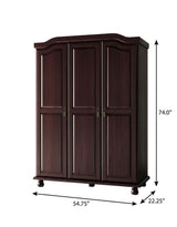 74" Dark Brown Solid Wood Three Door Combo Dresser - HomeRoots - Flyclothing LLC
