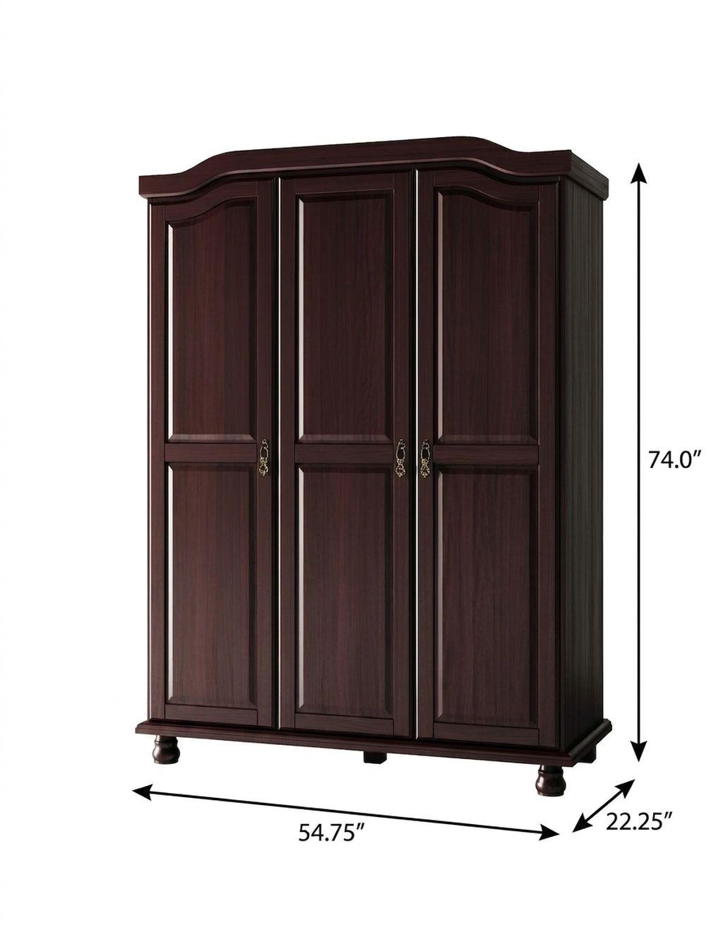 74" Dark Brown Solid Wood Three Door Combo Dresser - HomeRoots - Flyclothing LLC