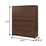 74" Coffee Solid Wood Mirrored Three Door Combo Dresser - HomeRoots - Flyclothing LLC