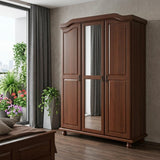 74" Coffee Solid Wood Mirrored Three Door Combo Dresser - HomeRoots - Flyclothing LLC