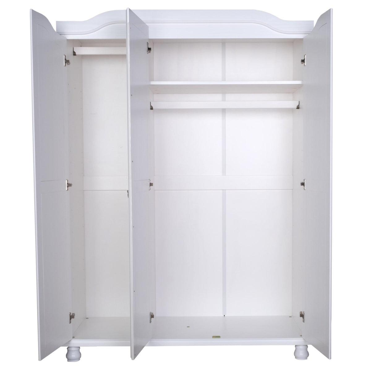 74" White Solid Wood Mirrored Three Door Combo Dresser