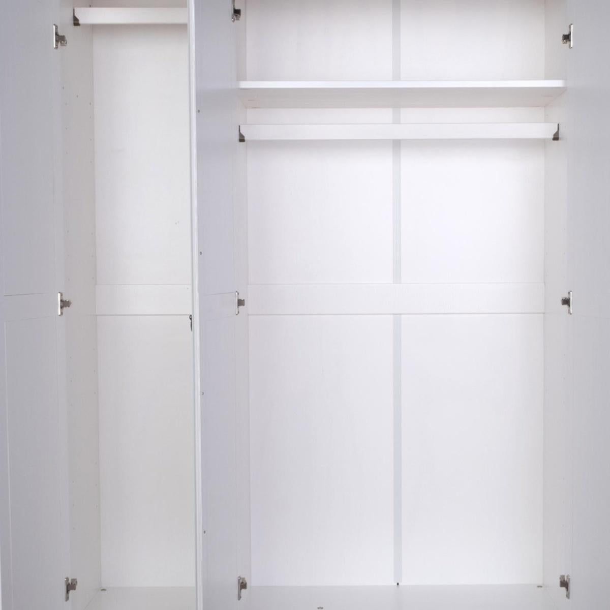 74" White Solid Wood Mirrored Three Door Combo Dresser