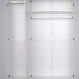 74" White Solid Wood Mirrored Three Door Combo Dresser