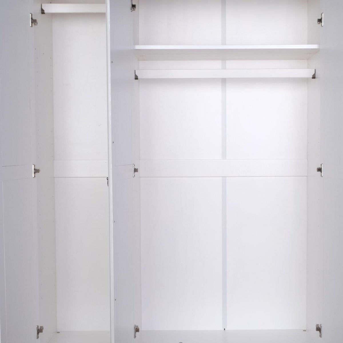 74" White Solid Wood Mirrored Three Door Combo Dresser