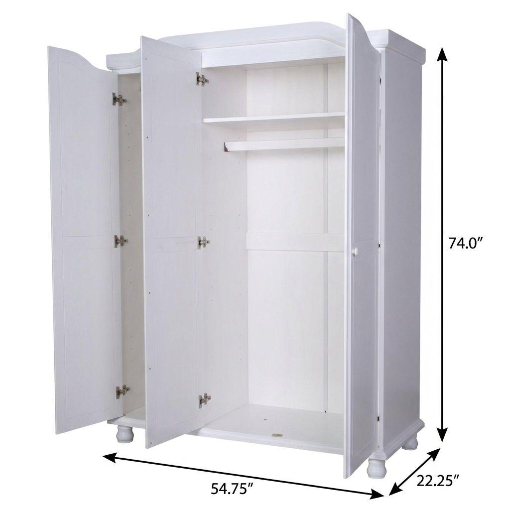 74" White Solid Wood Mirrored Three Door Combo Dresser