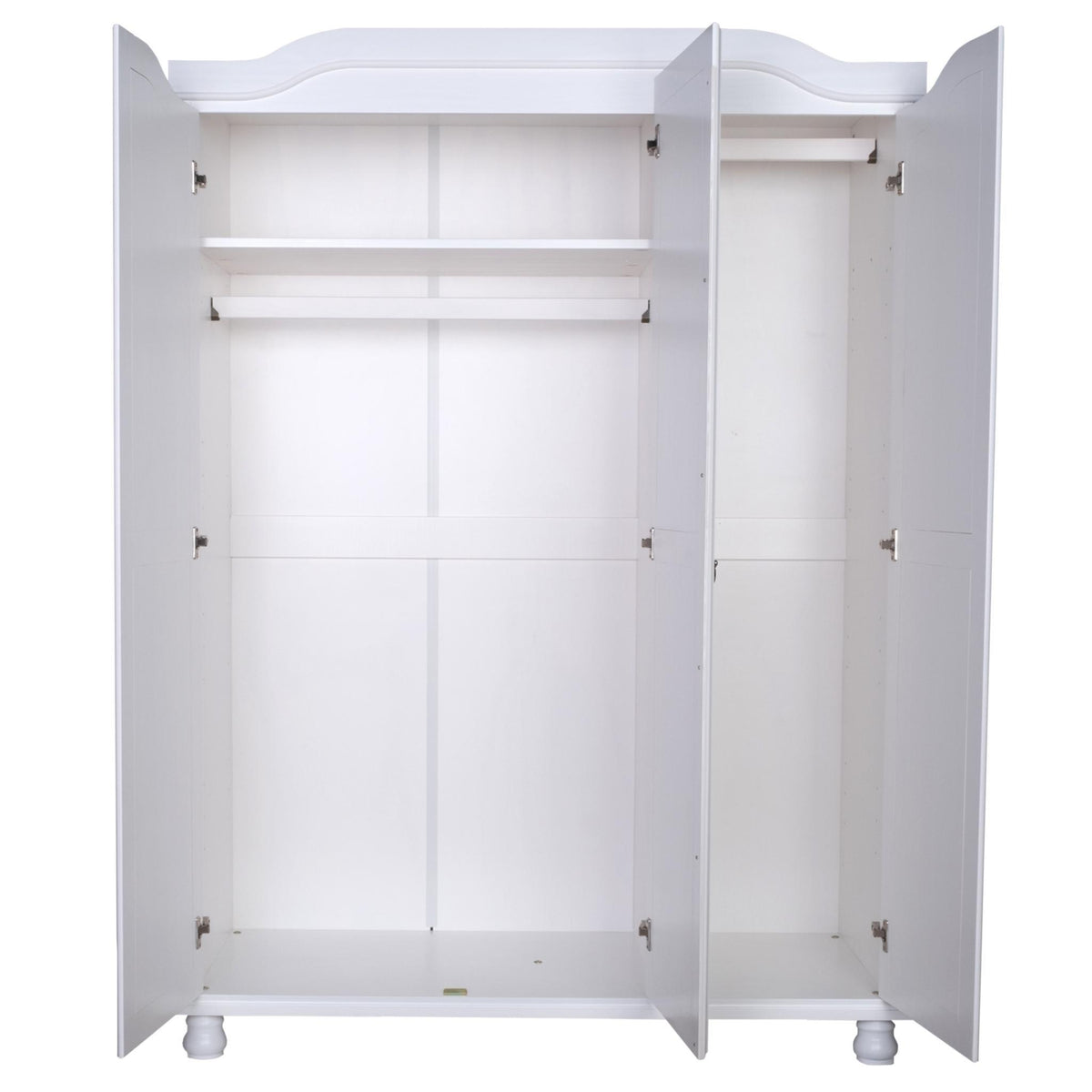 74" White Solid Wood Mirrored Three Door Combo Dresser
