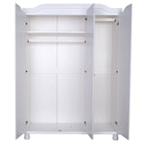 74" White Solid Wood Mirrored Three Door Combo Dresser