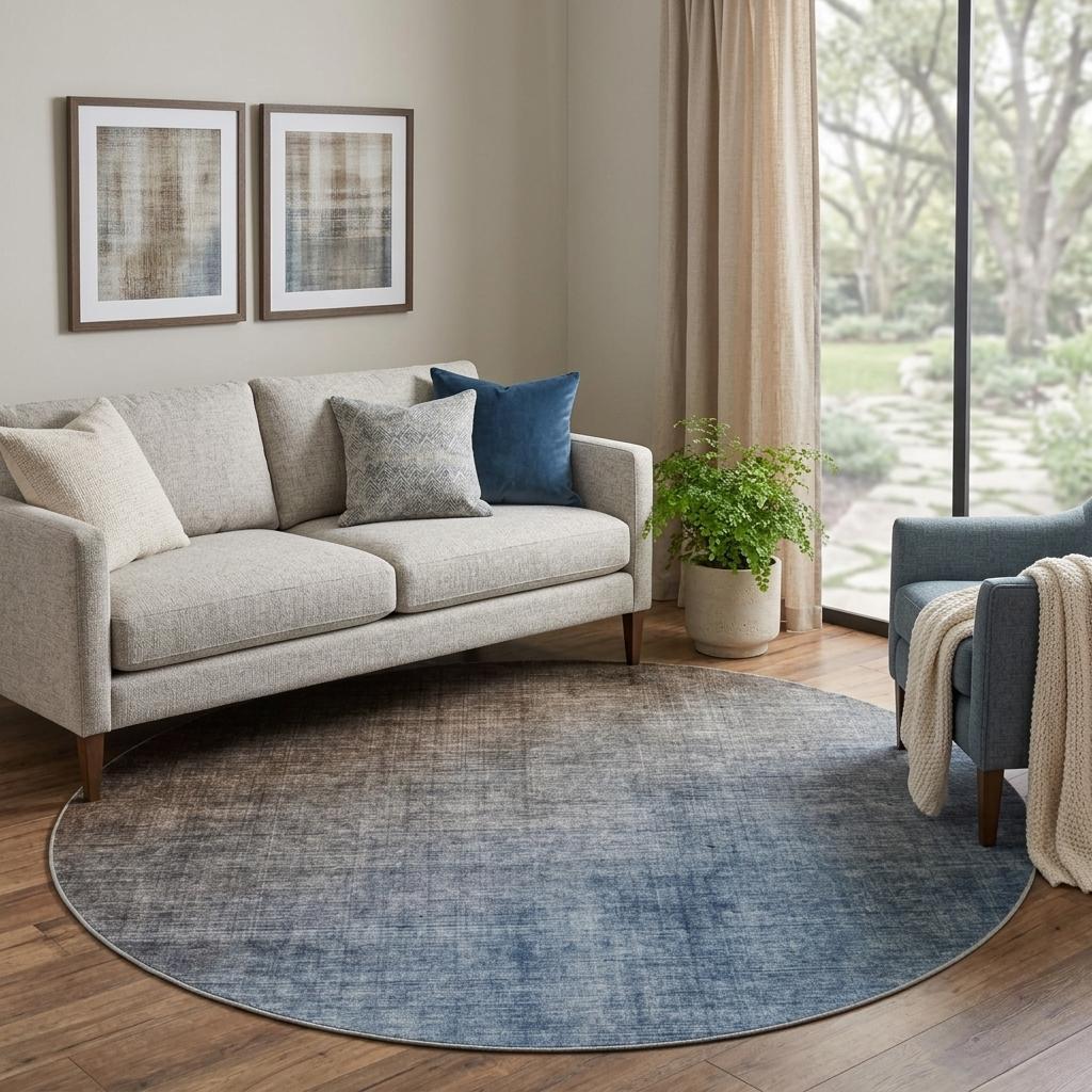 8' Chocolate And Taupe Ombre Shag Washable Round Rug With UV Protection - HomeRoots - Flyclothing LLC