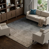 9' X 12' Gray And Charcoal Ombre Shag Washable Area Rug With UV Protection - HomeRoots - Flyclothing LLC