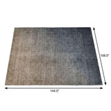 9' X 12' Gray And Charcoal Ombre Shag Washable Area Rug With UV Protection - HomeRoots - Flyclothing LLC