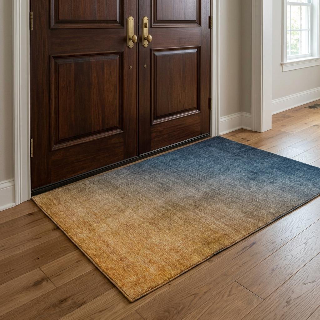 3' X 5' Navy Blue And Blue Ombre Shag Washable Area Rug With UV Protection - HomeRoots - Flyclothing LLC