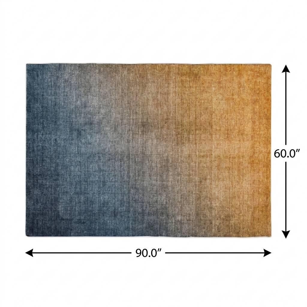 5' X 8' Navy Blue And Blue Ombre Shag Washable Area Rug With UV Protection - HomeRoots - Flyclothing LLC