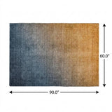 5' X 8' Navy Blue And Blue Ombre Shag Washable Area Rug With UV Protection - HomeRoots - Flyclothing LLC