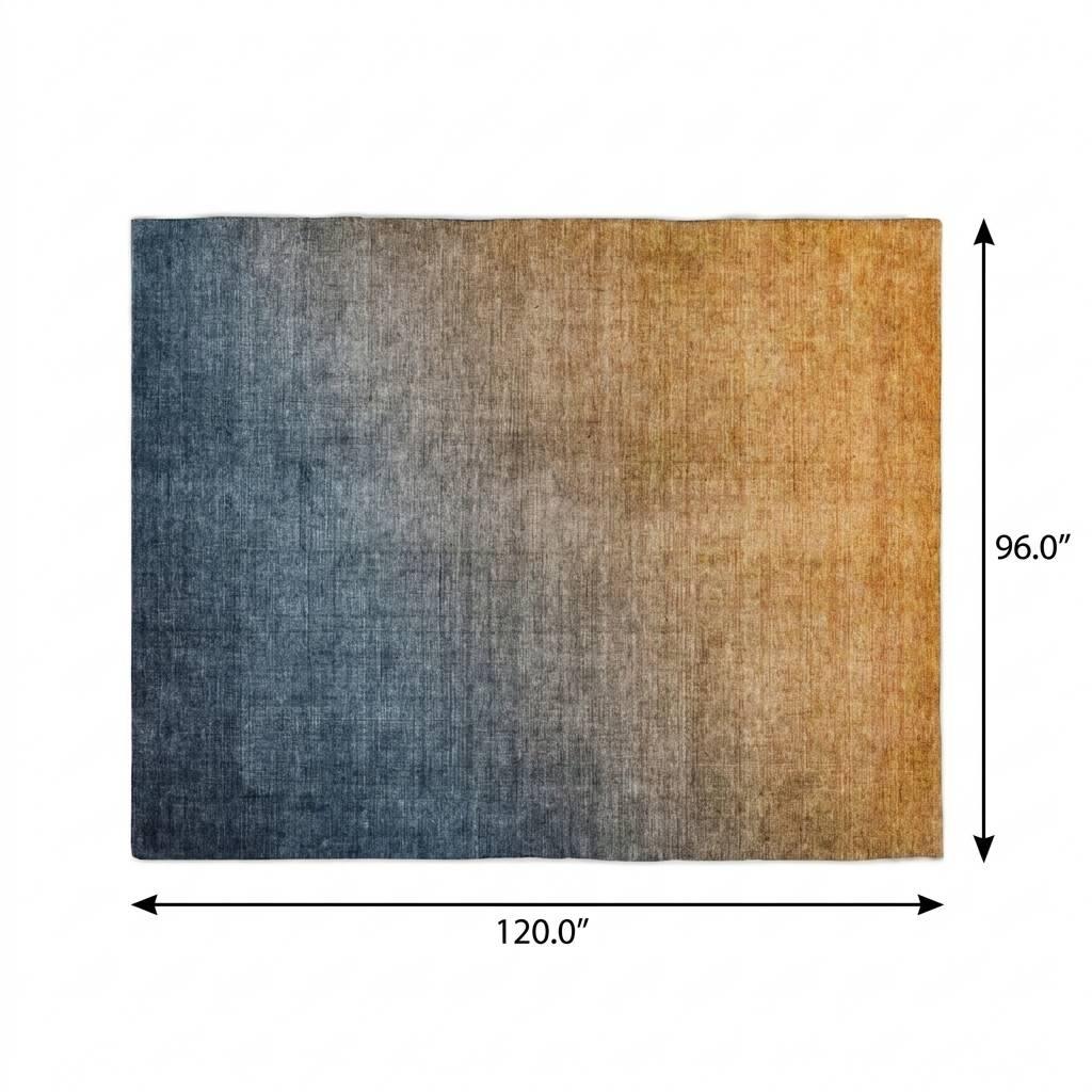 8' X 10' Navy Blue And Blue Ombre Shag Washable Area Rug With UV Protection - HomeRoots - Flyclothing LLC
