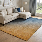 9' X 12' Navy Blue And Blue Ombre Shag Washable Area Rug With UV Protection - HomeRoots - Flyclothing LLC