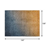 9' X 12' Navy Blue And Blue Ombre Shag Washable Area Rug With UV Protection - HomeRoots - Flyclothing LLC