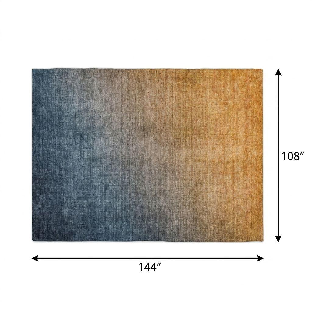 9' X 12' Navy Blue And Blue Ombre Shag Washable Area Rug With UV Protection - HomeRoots - Flyclothing LLC
