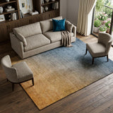 10' X 14' Navy Blue And Blue Ombre Shag Washable Area Rug With UV Protection - HomeRoots - Flyclothing LLC