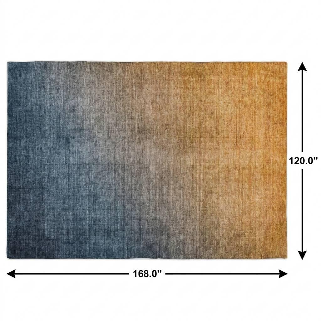 10' X 14' Navy Blue And Blue Ombre Shag Washable Area Rug With UV Protection - HomeRoots - Flyclothing LLC