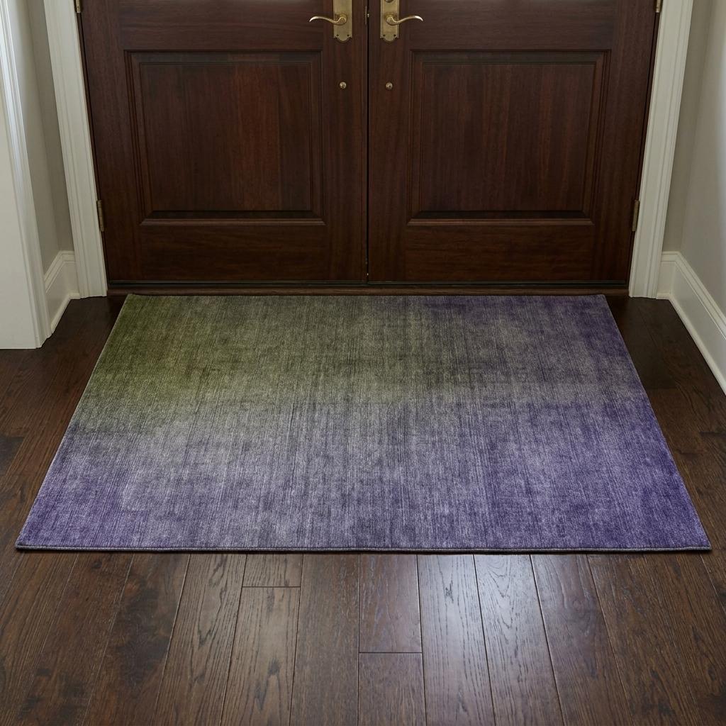 3' X 5' Olive Green And Gray Ombre Shag Washable Area Rug With UV Protection - HomeRoots - Flyclothing LLC