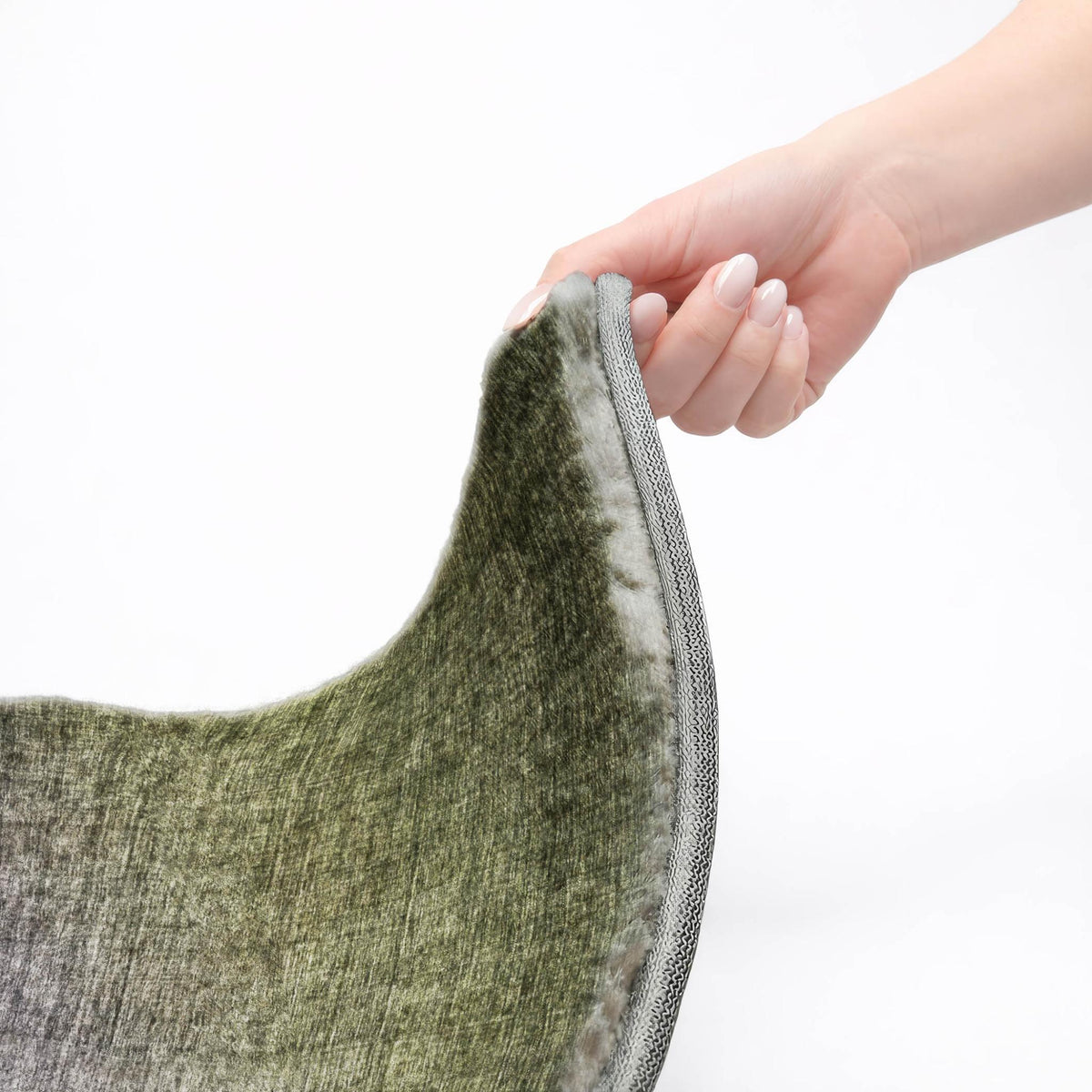 8' Olive Green And Gray Ombre Shag Washable Round Rug With UV Protection - HomeRoots - Flyclothing LLC