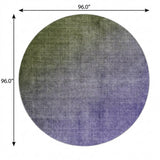 8' Olive Green And Gray Ombre Shag Washable Round Rug With UV Protection - HomeRoots - Flyclothing LLC
