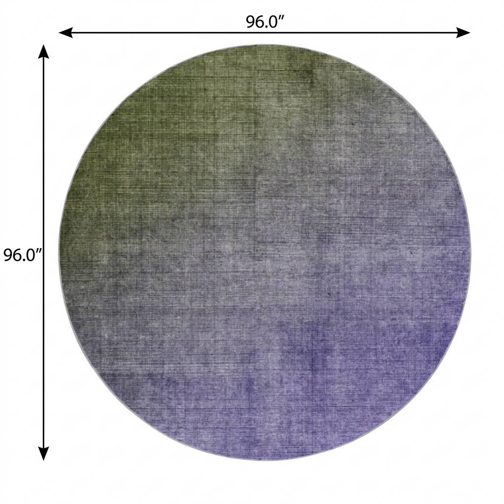 8' Olive Green And Gray Ombre Shag Washable Round Rug With UV Protection - HomeRoots - Flyclothing LLC