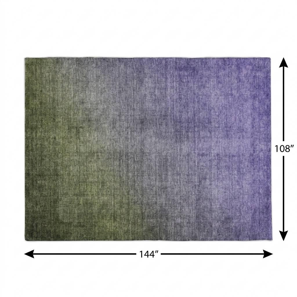 9' X 12' Olive Green And Gray Ombre Shag Washable Area Rug With UV Protection - HomeRoots - Flyclothing LLC