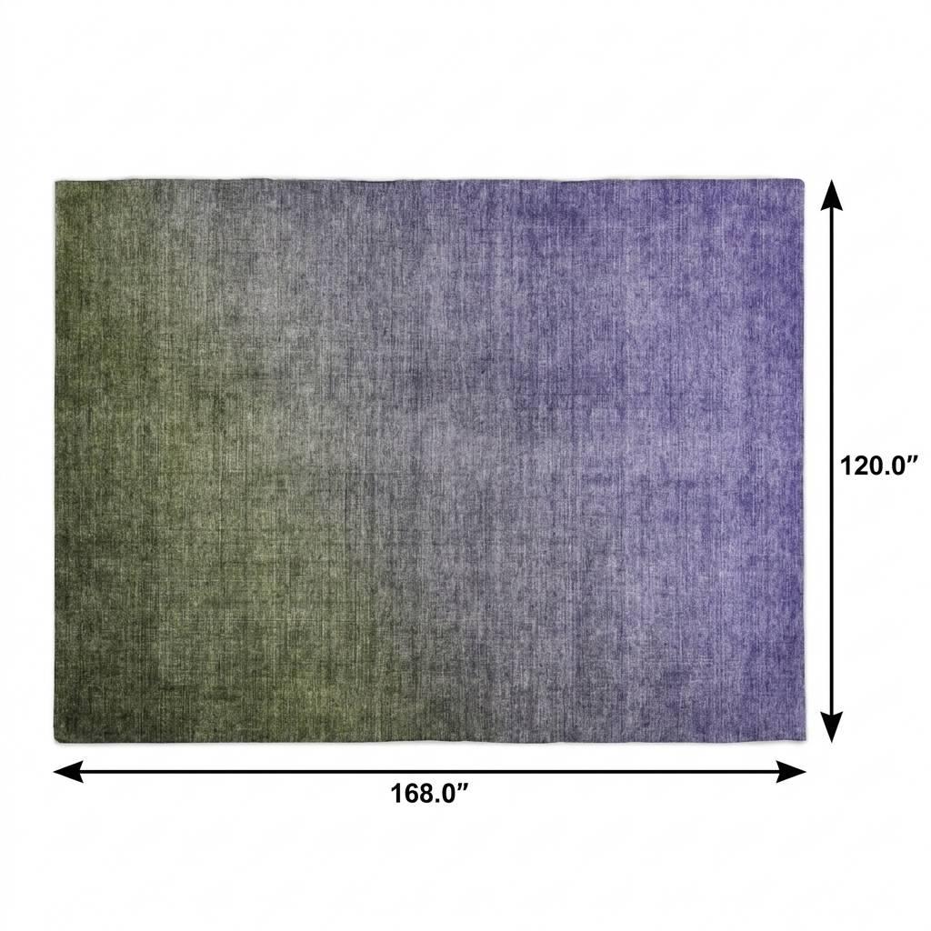 10' X 14' Olive Green And Gray Ombre Shag Washable Area Rug With UV Protection - HomeRoots - Flyclothing LLC