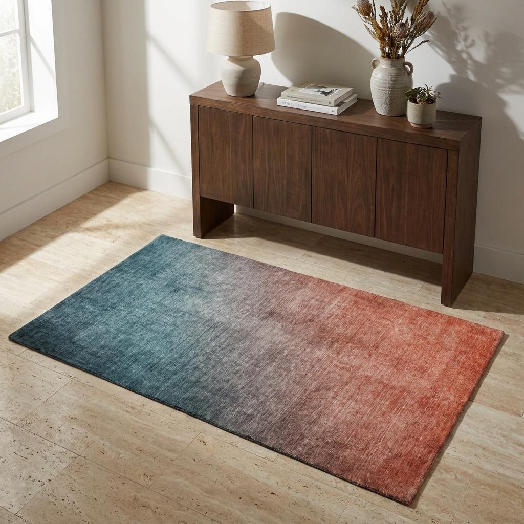 3' X 5' Teal And Gray Ombre Shag Washable Area Rug With UV Protection - HomeRoots - Flyclothing LLC