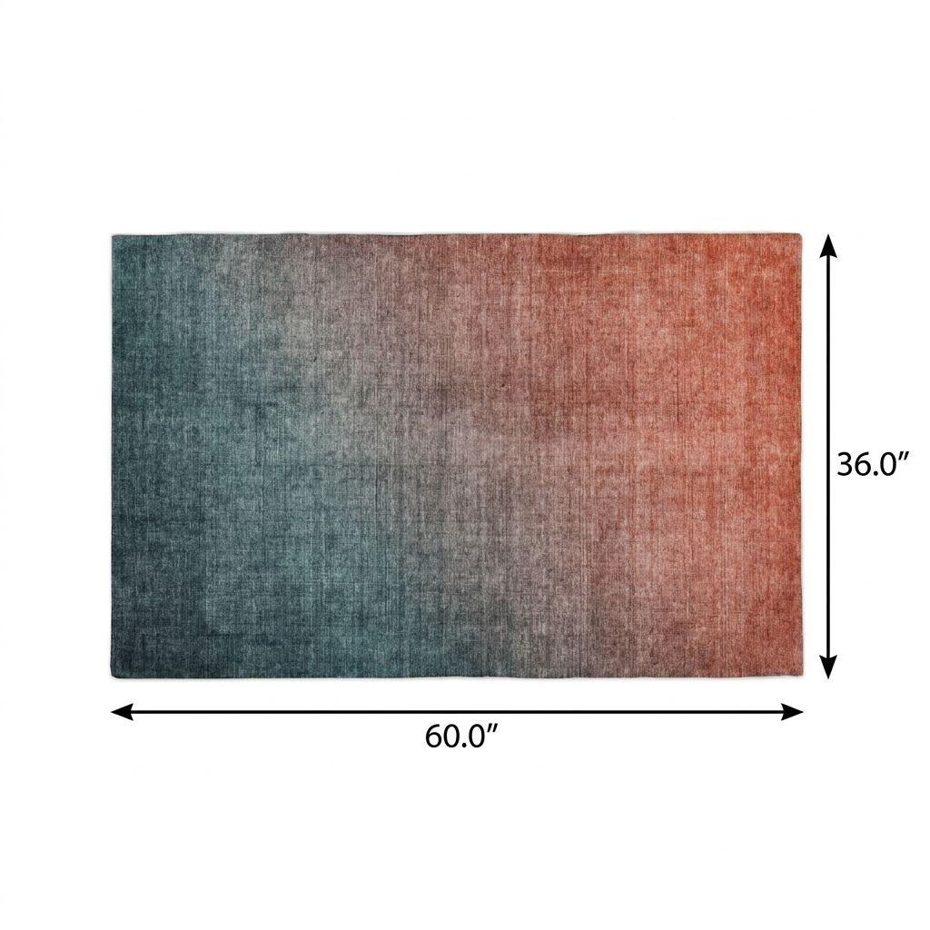 3' X 5' Teal And Gray Ombre Shag Washable Area Rug With UV Protection - HomeRoots - Flyclothing LLC