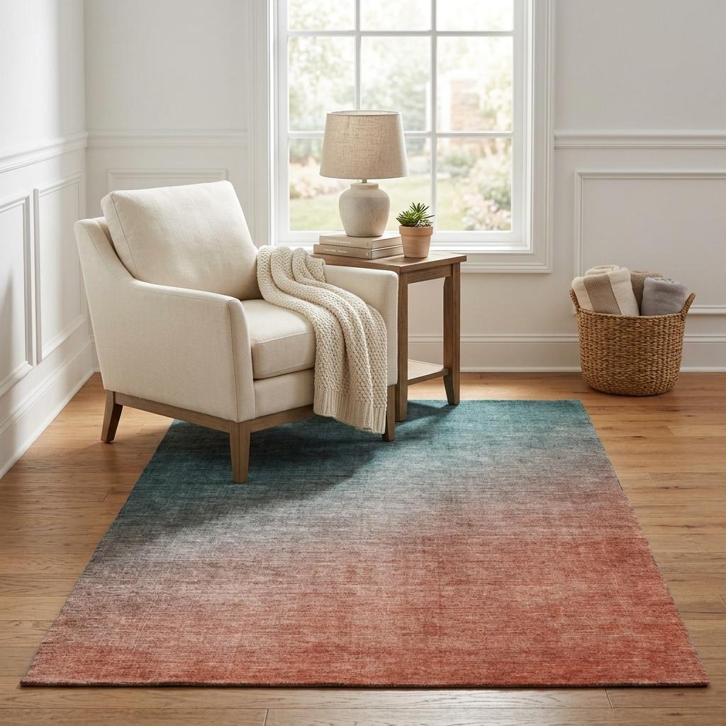 5' X 8' Teal And Gray Ombre Shag Washable Area Rug With UV Protection - HomeRoots - Flyclothing LLC
