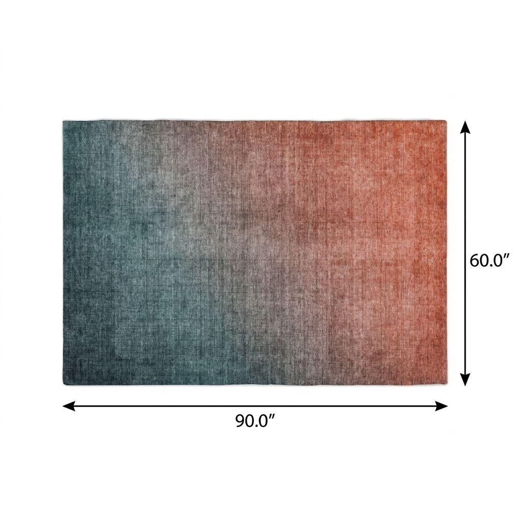 5' X 8' Teal And Gray Ombre Shag Washable Area Rug With UV Protection - HomeRoots - Flyclothing LLC