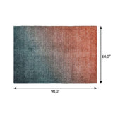 5' X 8' Teal And Gray Ombre Shag Washable Area Rug With UV Protection - HomeRoots - Flyclothing LLC