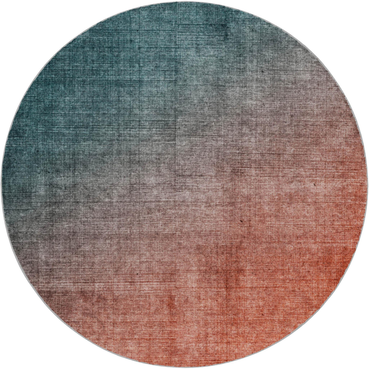 8' Teal And Gray Ombre Shag Washable Round Rug With UV Protection - HomeRoots - Flyclothing LLC