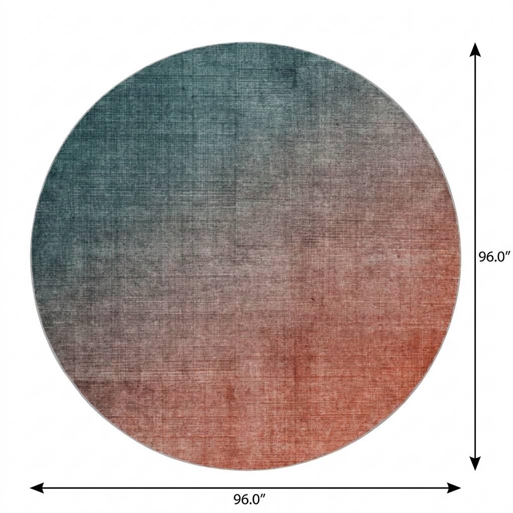 8' Teal And Gray Ombre Shag Washable Round Rug With UV Protection - HomeRoots - Flyclothing LLC