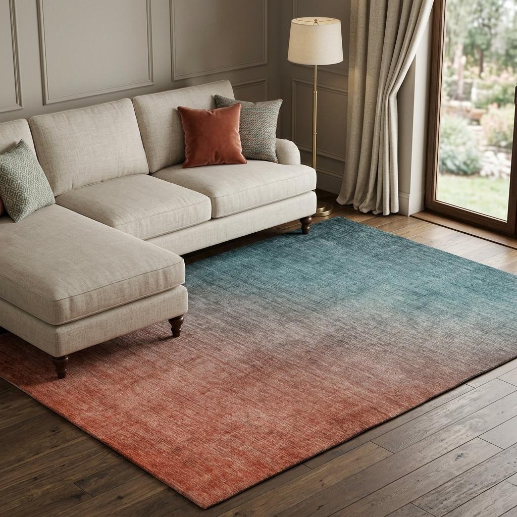 8' X 10' Teal And Gray Ombre Shag Washable Area Rug With UV Protection - HomeRoots - Flyclothing LLC