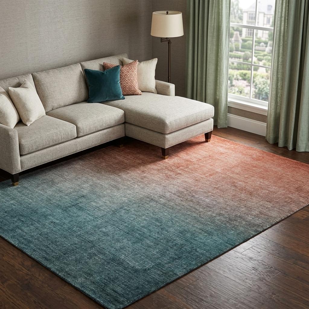 10' X 14' Teal And Gray Ombre Shag Washable Area Rug With UV Protection - HomeRoots - Flyclothing LLC