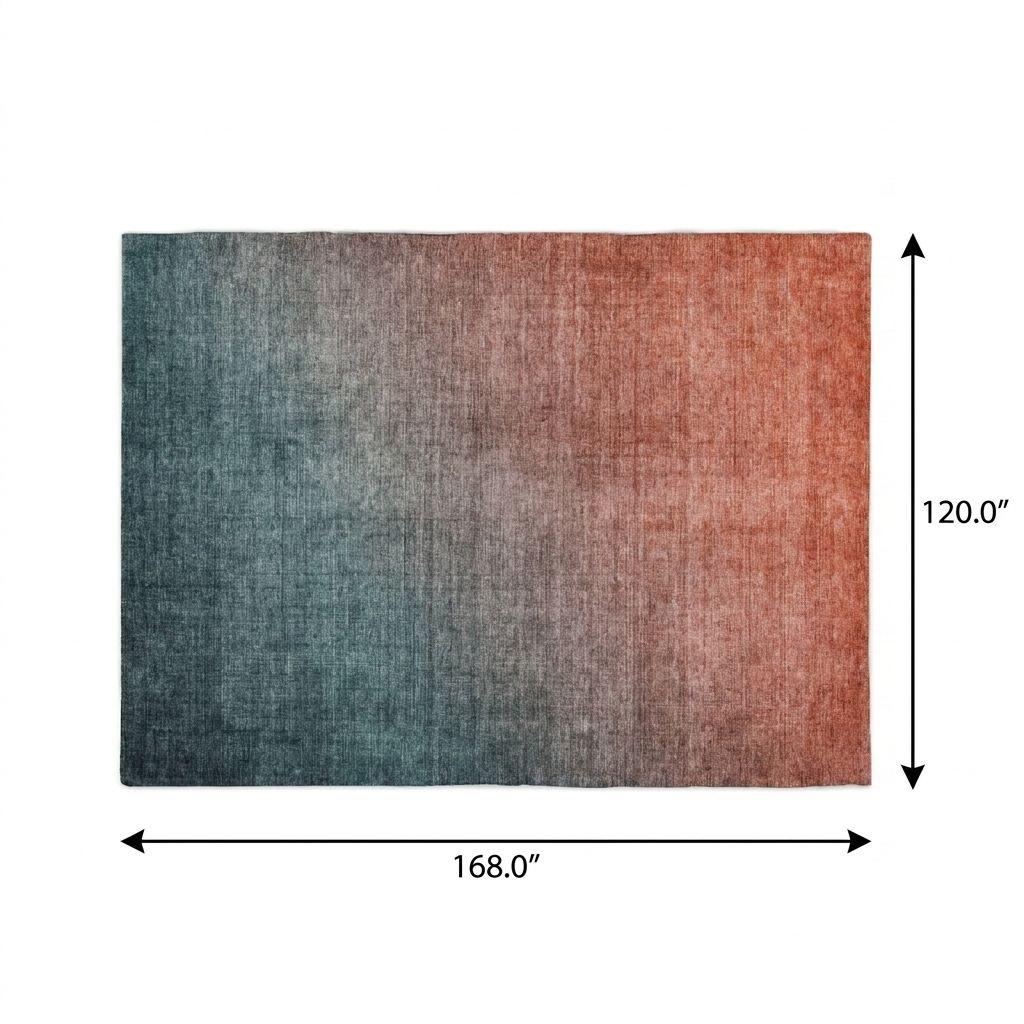 10' X 14' Teal And Gray Ombre Shag Washable Area Rug With UV Protection - HomeRoots - Flyclothing LLC
