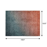 10' X 14' Teal And Gray Ombre Shag Washable Area Rug With UV Protection - HomeRoots - Flyclothing LLC